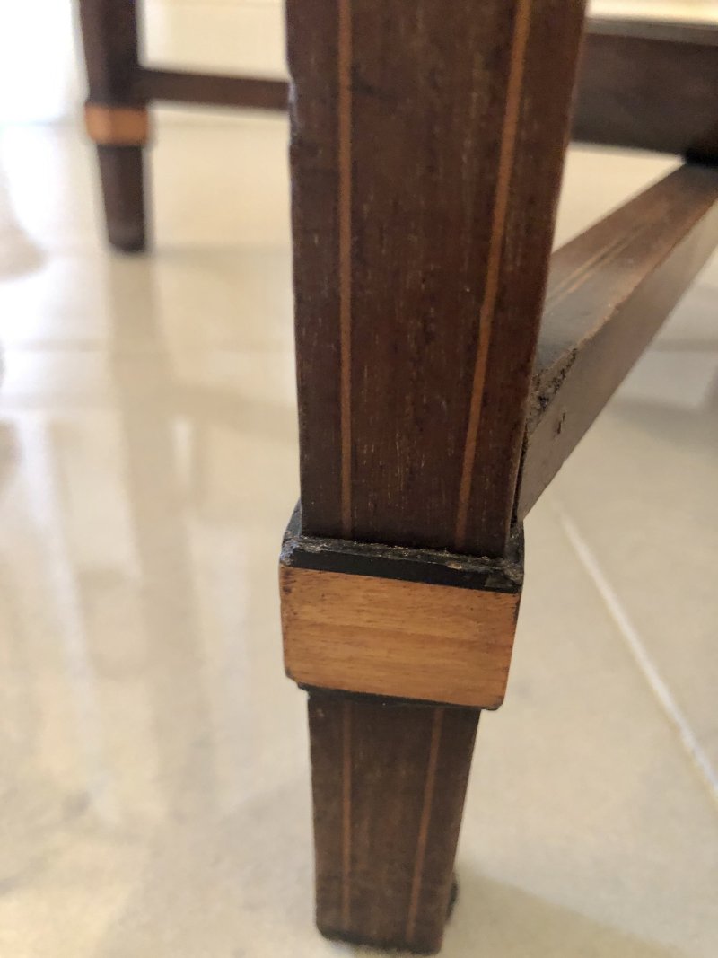 Antique Edwardian Inlaid Mahogany Oval Tray Table - Image 5